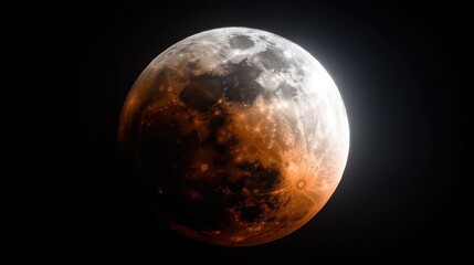 Fototapeta premium Total Lunar Eclipse, Earth's Shadow on Moon, Night Sky, Full Moon