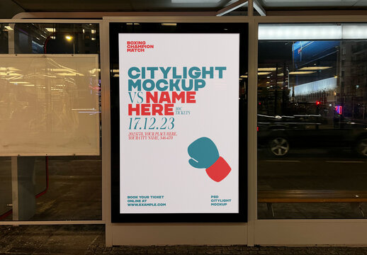 Single Citylight at Night Mockup