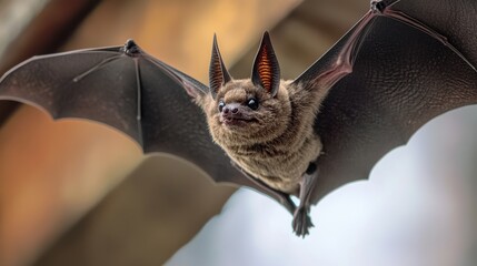 A bat soaring through the night sky.