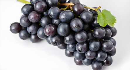 Ripe, Dark Blue Grapes with Leaves