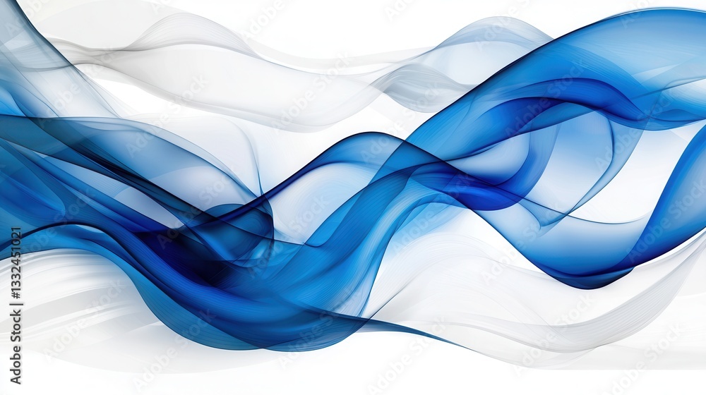 Poster an abstract futuristic design featuring flowing glowing blue waves that symbolize the movement and t