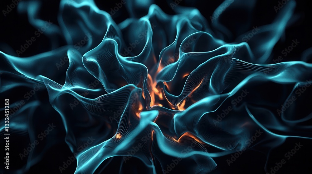 Poster mesmerizing abstract image depicting a glowing iridescent tunnel filled with a dynamic flow of lumin