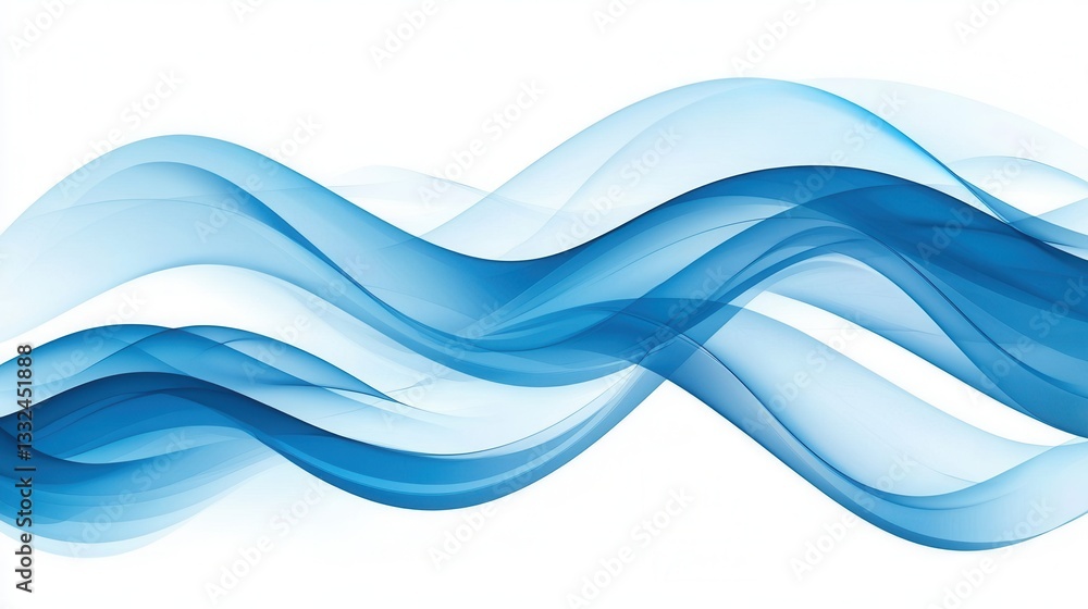 Poster vibrant undulating waves of blue hues symbolize the dynamic and seamless flow of digital information