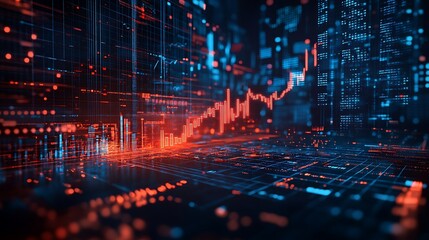 Aviation Industry Decline on Stock Market Graph, A digital stock market graph with a downward trend and a red airplane icon