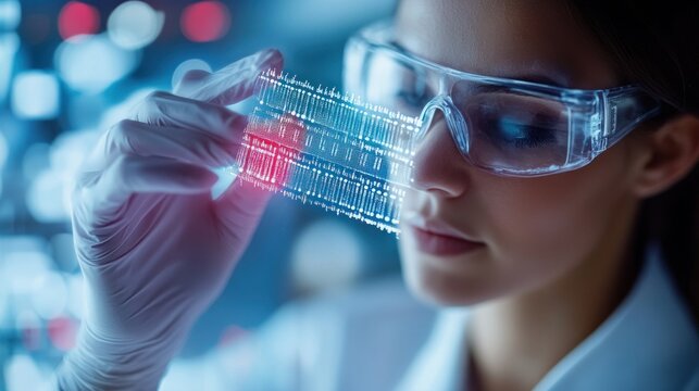 Scientist Examining DNA Microarray in Laboratory
