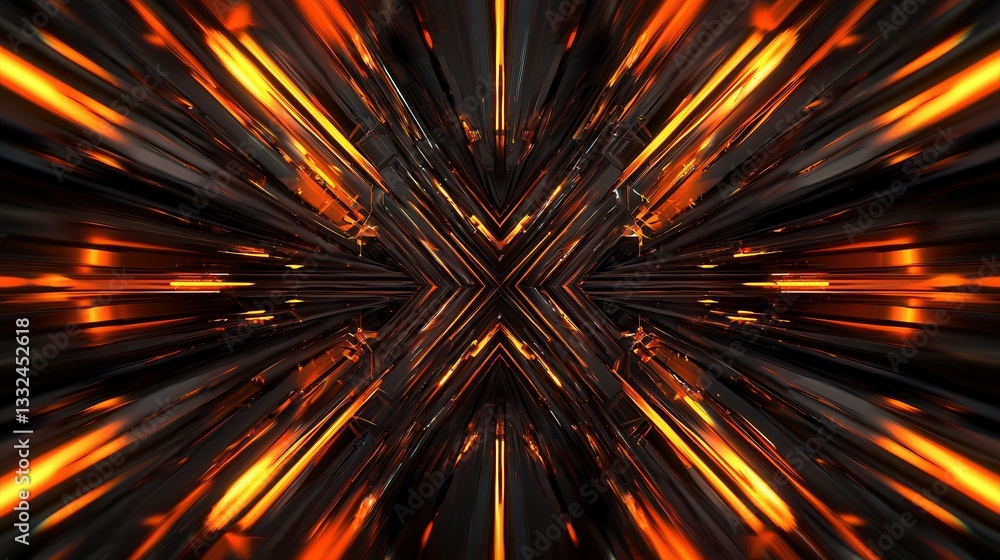 Poster a mesmerizing abstract digital image depicting a glowing cyber inspired tunnel filled with dynamic f