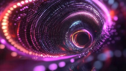 Obraz premium Vibrant pulsing digital tunnel of luminous swirling shapes and colors creating a captivating abstract visual experience
