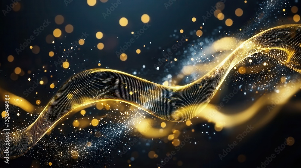 Poster vibrant shimmering abstract background featuring a dynamic display of glowing neon gold hues swirlin
