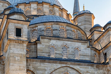 Details of the New Mosque (originally named the Valide Sultan Mosque). This is an Ottoman imperial mosque located in the Eminonu quarter of Istanbul. Turkey