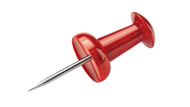 Small red location marker pin with a glossy finish
Ideal for map navigation, travel planning, and office boards
on transparent background PNG