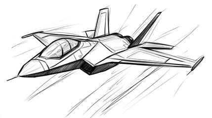 Sketch of a Fighter Jet in Flight (2)