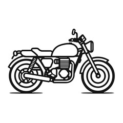 Fototapeta premium Vintage motorcycle line drawing in black and white. Stylish two-wheeler drawing for transportation designs