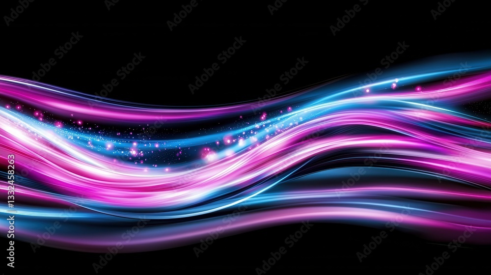 Poster mesmerizing abstract composition of dynamic undulating neon wave lines in vibrant shades of pink and