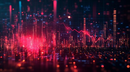 Aviation Industry Decline on Stock Market Graph, A digital stock market graph with a downward trend and a red airplane icon