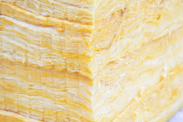 Freshly stacked rockwool insulation material