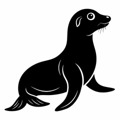 Elegant Sea Lion Silhouette Graphic