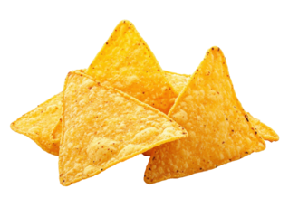 Isolated pile of tortilla chips