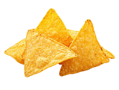 Isolated pile of tortilla chips