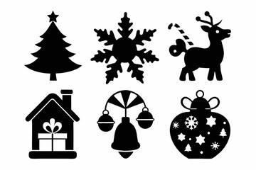 Christmas man icon set silhouette black vector