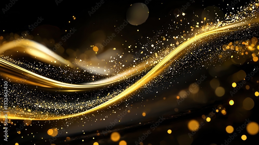 Poster captivating waves of golden energy and luminous neon forms dance across the frame punctuated by a sh