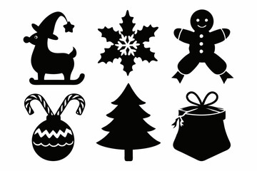 Christmas man icon set silhouette black vector