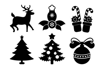 Christmas man icon set silhouette black vector