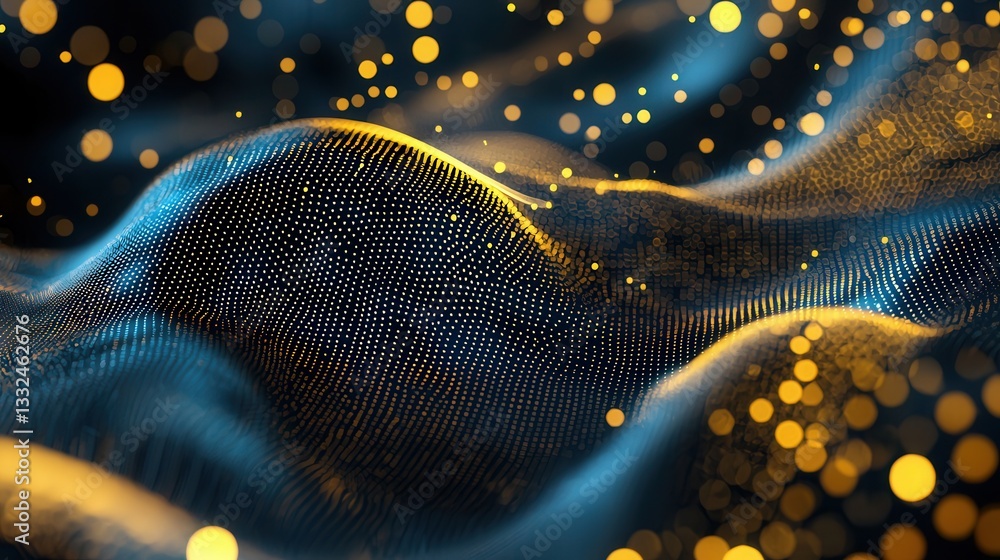 Aufkleber captivating abstract composition featuring undulating waves of vibrant luminous neon gold lines agai