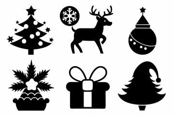 Christmas man icon set silhouette black vector