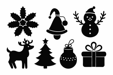 Christmas man icon set silhouette black vector