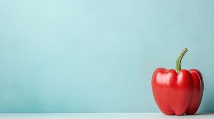 Fresh red pepper on a blue background.