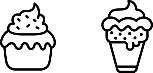 "Delicious Ice Cream Cake Icon – Chilled Dessert Symbol with Layers in Vector Style"