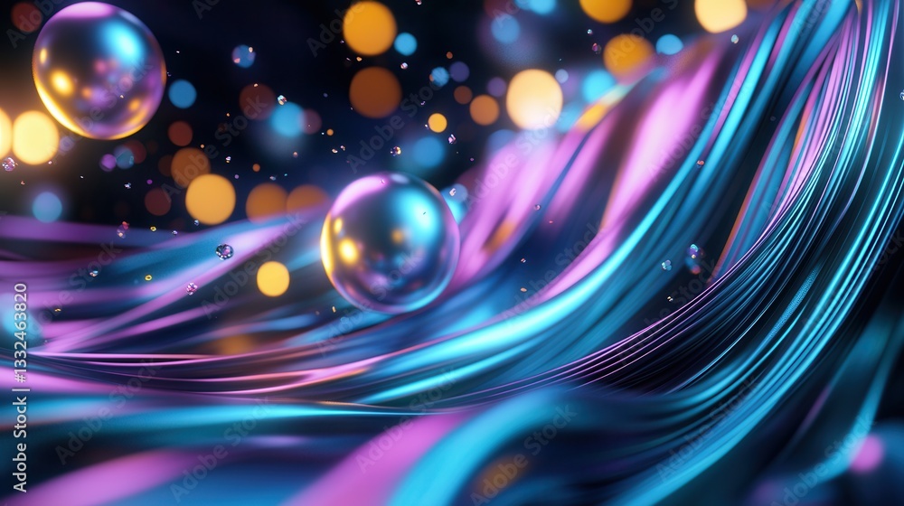 Poster mesmerizing 3d render depicting a surreal dreamlike scene with vibrant swirling motions and floating