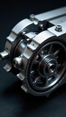 Fototapeta premium Sleek silver speed gearbox, intricate details visible, background, system