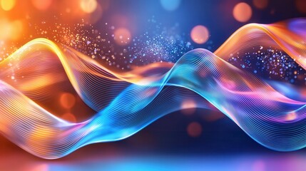 Fototapeta premium Captivating digital featuring a visually stunning abstract landscape of fluid undulating waves of light in a spectrum of vibrant colors creating a mesmerizing and futuristic atmosphere