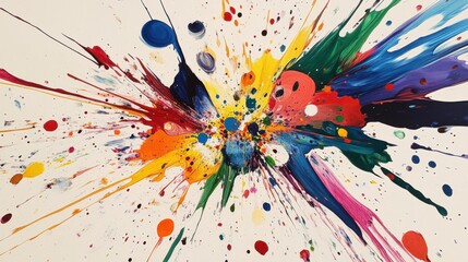 A chaotic explosion of colors represents the unpredictability of creativity.