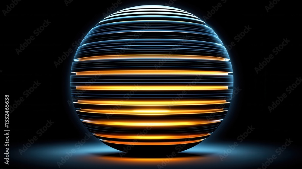 Poster a glowing abstract sphere composed of dynamic intersecting light grids creating a futuristic digital