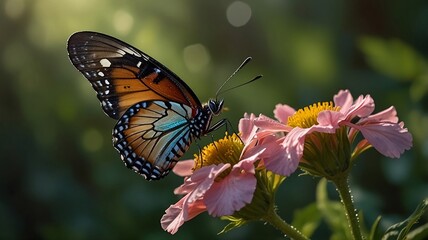 Naklejka premium Schmetterling sitzt auf einer Blume