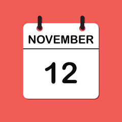 November 12. Daily Calendar icon for design. Simple design for business brochure, flyer, print media, advertisement. Easily editable.