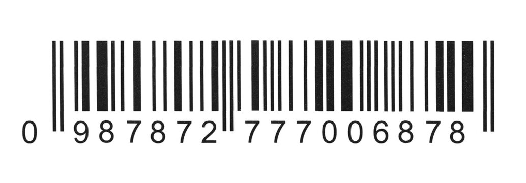 Black barcode, tag for products, bar code icon isolated on white background, with clipping path	
