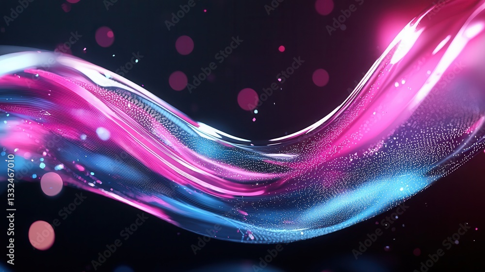 Poster mesmerizing abstract composition of vibrant iridescent and luminous energy waves flowing and swirlin