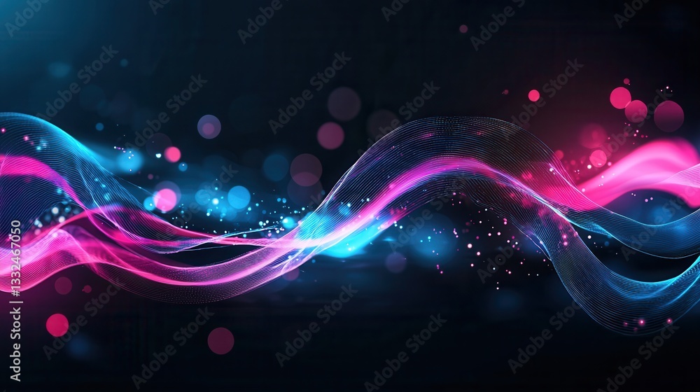 Poster a visually striking abstract background featuring dynamic swirling patterns of luminous neon like li