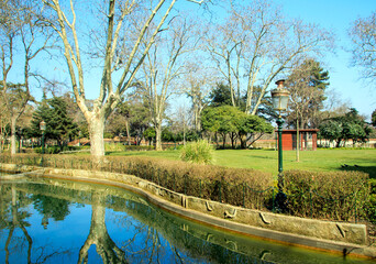 View of  Hamid pond in the hasbahce garden of  historical yildiz sarayi (star palace) in istanbul