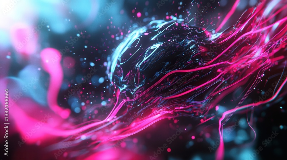 Poster a visually captivating abstract scene featuring dynamic high speed data flows and energy surges in s