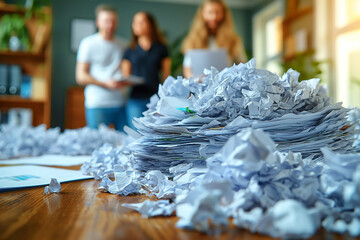 A pile of shredded paper on a table