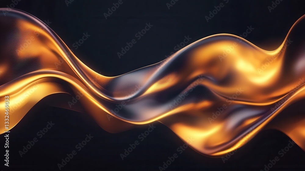 Poster mesmerizing abstract design featuring flowing glowing neon gold wave lines in a dynamic and futurist