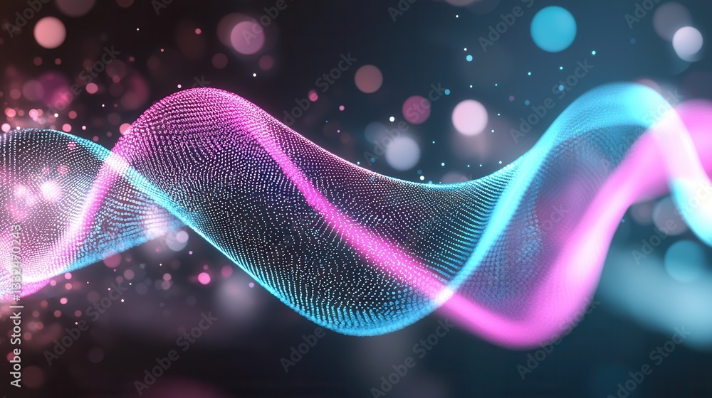Poster mesmerizing abstract background with dynamic glowing neon wave lines in vivid pink and blue tones cr