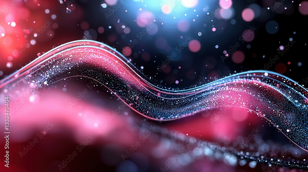 Poster captivating abstract background featuring dynamic glowing pink and blue waves flowing and intertwini
