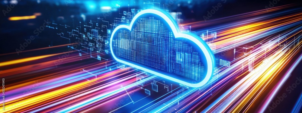 Aufkleber dynamic cloud technology with data streams in digital space