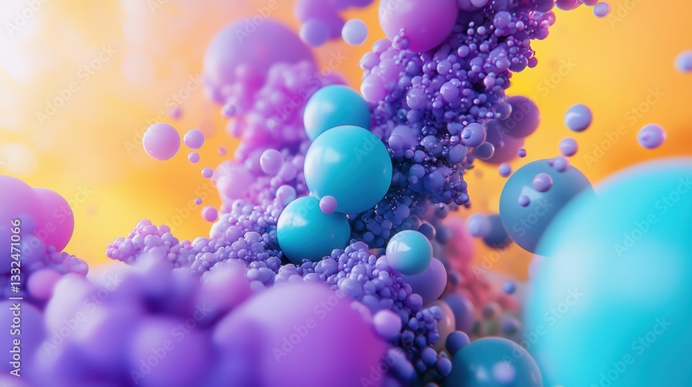 Poster a mesmerizing visionary abstract featuring a dynamic multicolored composition of floating translucen