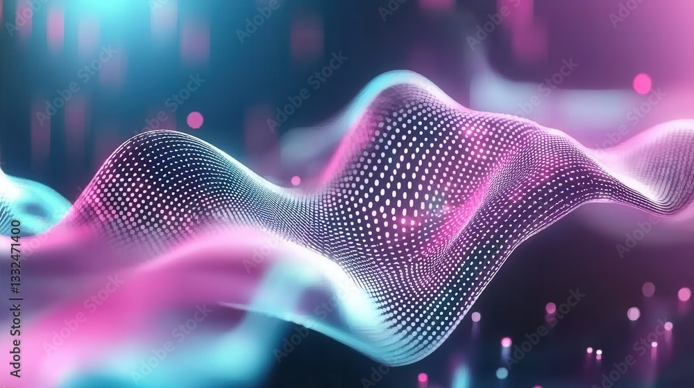 Poster vibrant luminous waves of light and particles flow and undulate in a captivating display of futurist